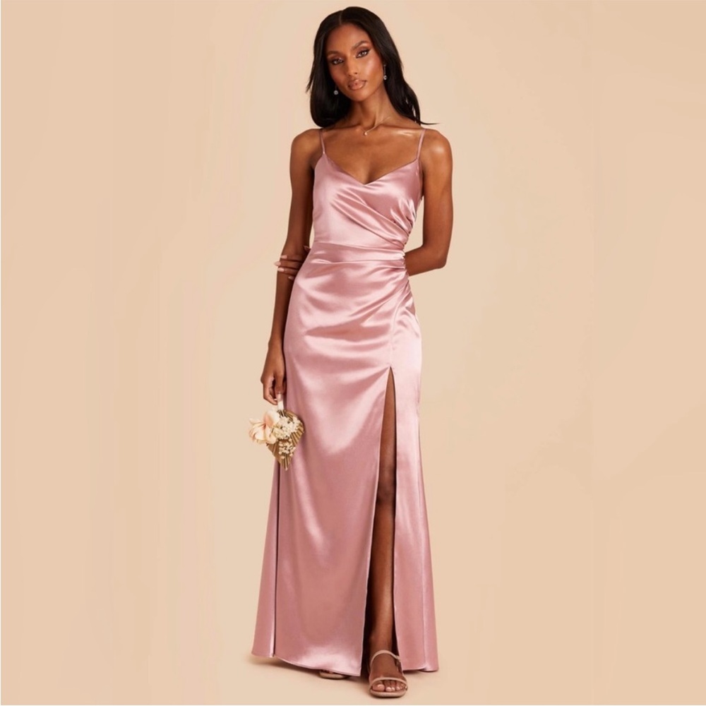 NWT Birdy Grey Catherine XS English rose shiny satin pink bridesmaid dress prom